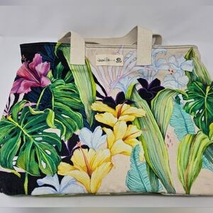 RIP CURL X LAUREN ROTH LIMITED EDITION BEACH BAG TOTE FLORAL ALOHA HAWAII WOMEN